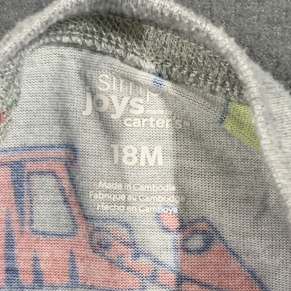 Simple Joys by‎ Carters 18M Gray Construction Vehicle Footed Pajama